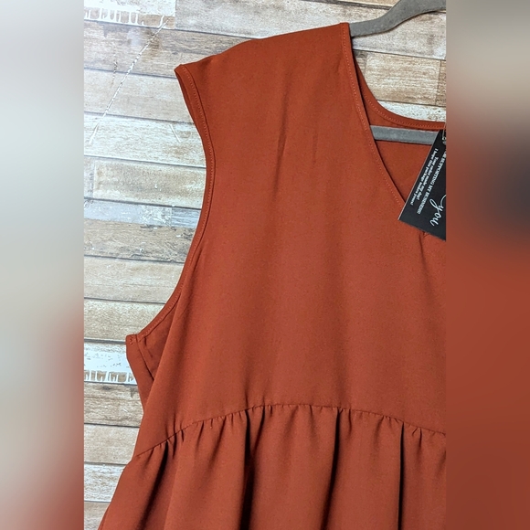 New Dark Orange Tiered Hi Lo Sleeveless Dress or Tunic - Picture 6 of 14